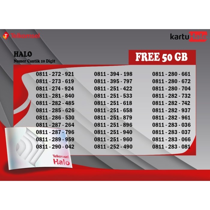 nomer cantik telkomsel 10 digit kartu halo