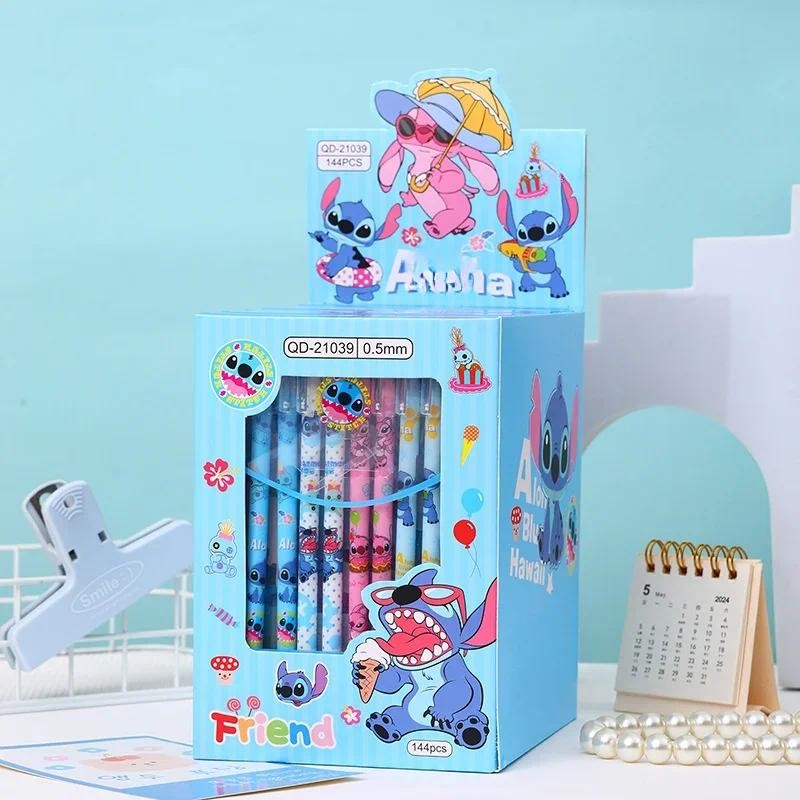 

12pcs Cute Cartoon Stitch Erasable Pen Cartoon Cap Pull Pen Creative Student Stationery Black 0.5 Holiday Birthday Gift