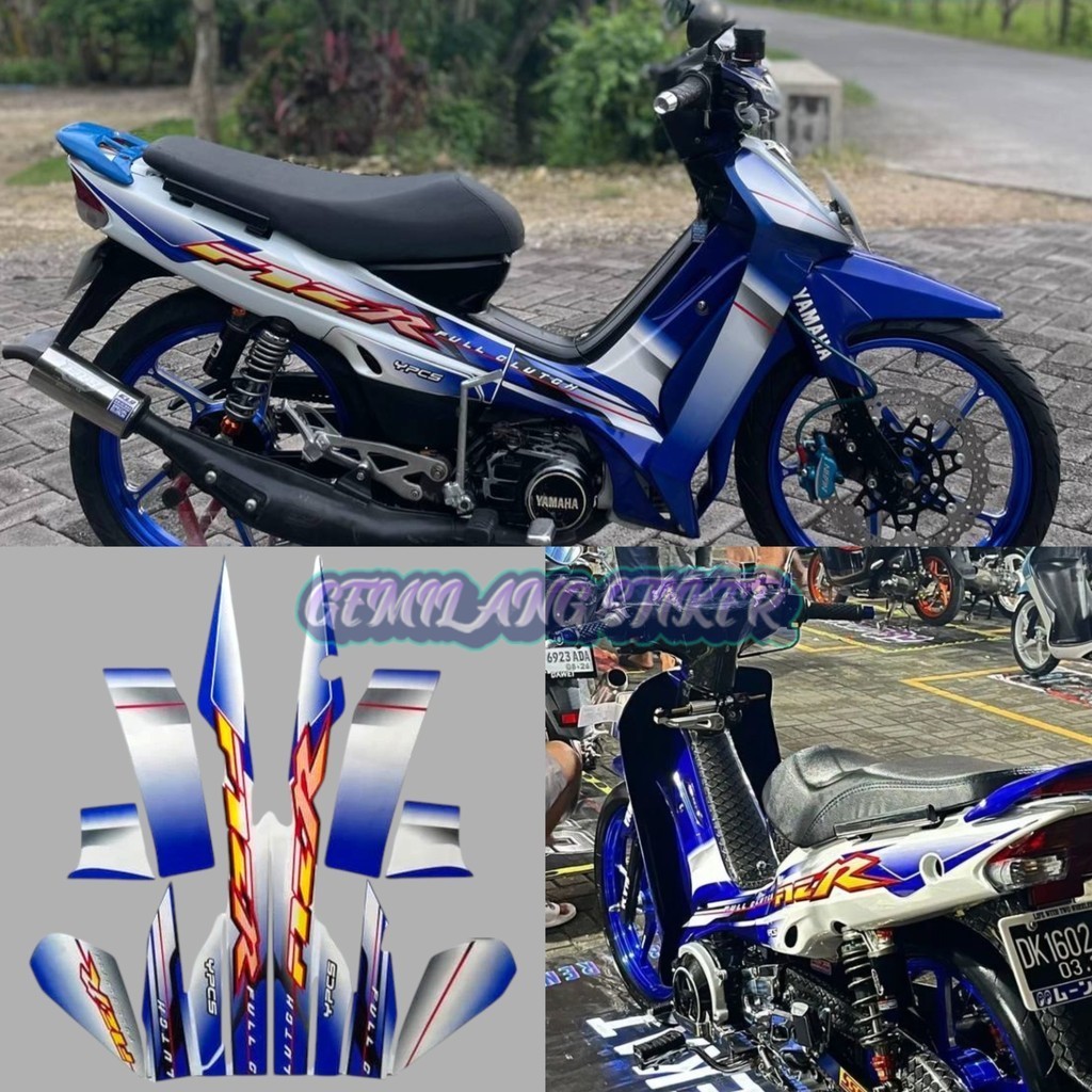 Striping Decal Polet Sticker yamaha F1ZR fizr fiz r f1 zr 2003 putih biru list body standar
