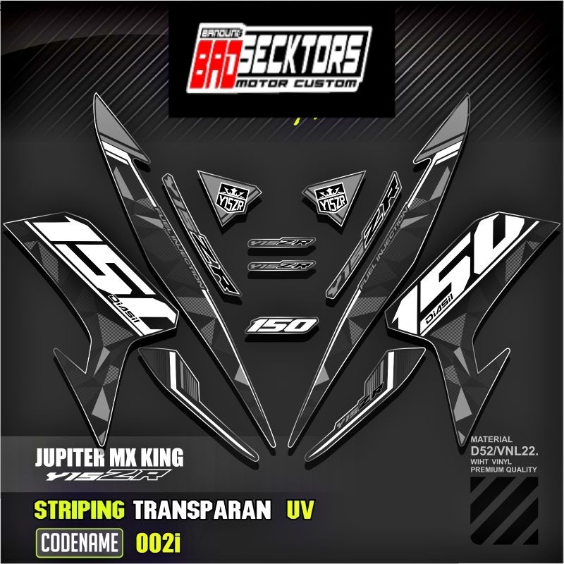 Decal Sticker Striping Variasi Transparan Uv Mx King 150 Yamaha Jupiter Mx King 150 Y15ZR Y16ZR SNIP