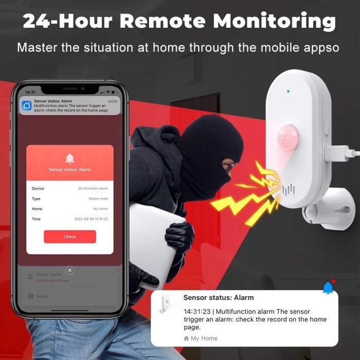 

SMATRUL Alarm Sensor Gerak Anti Maling Smart Wifi Pir Motion Sensor