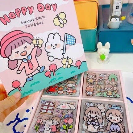 

(RUCI) Sticker Botol Minum 2D Plastik Anti air / Buku Diary Stiker Motif / Stiker Anti Air Botol Hp Laptop Lucu ( 1Lembar )