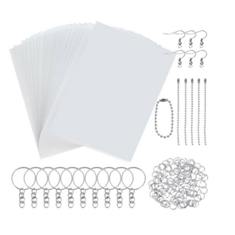 

Art Paper Heat Shrink Sheet Plastic Kit Hole Punch Keychains Pencils DIY Drawing Art Supply