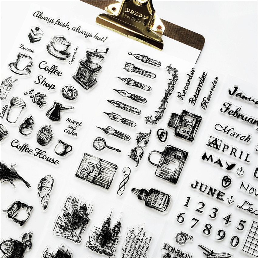 

1pc Retro Stamp Transparent Silicone Seal Aircraft Tower Building Clear Stamps Office Supplies Stamps DIY Student Stationery