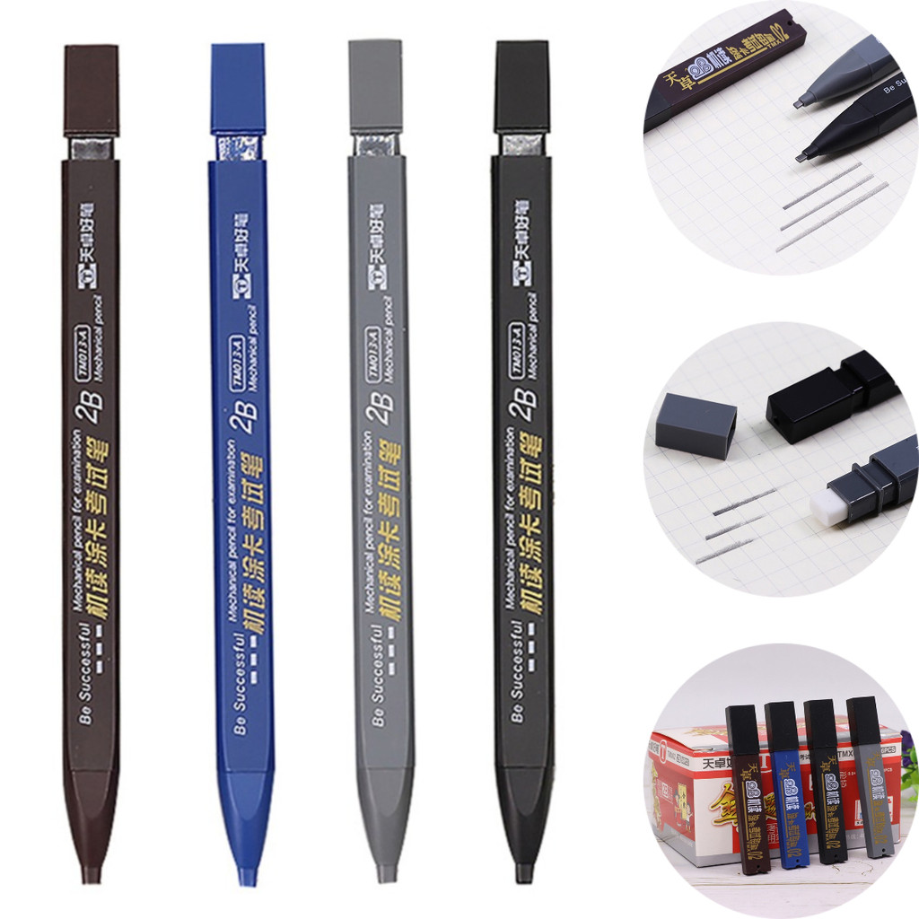 

1Pc Thick Flat Head Mechanical Pencil Drawing 2B with Refills Pencil Office Supplies Writing Automatic Office School Supplies