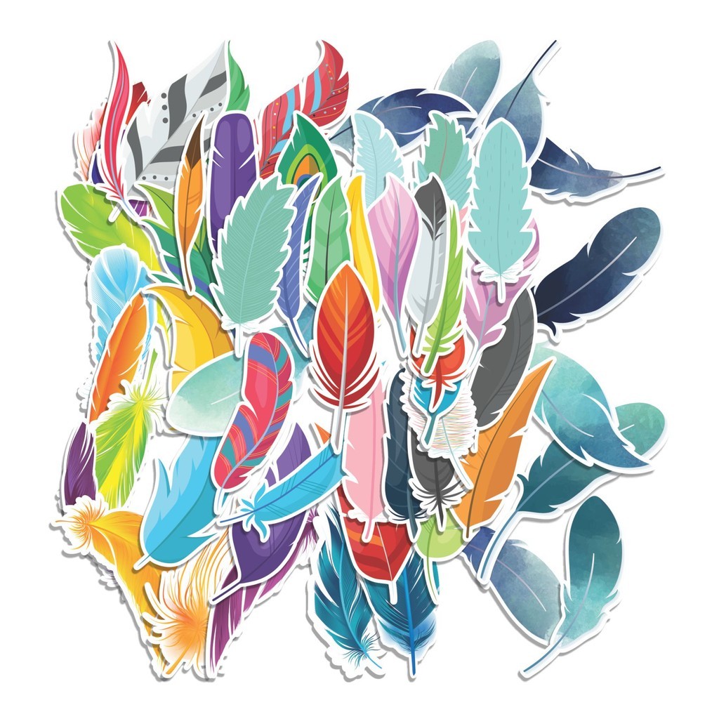 

COD 50 Pcs Stiker Feather/Bulu Lucu Anti Air Untuk Dekorasi Notebook Sepeda Skateboard Handphone