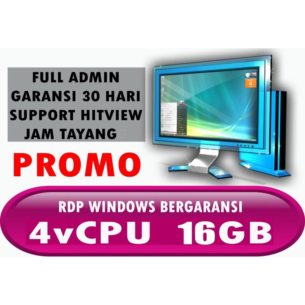 PROMO RDP/VPS MURAH | 4vCPU 16GB GARANSI 30 HARI FULL ADMIN | WINDOWS RDP/VPS