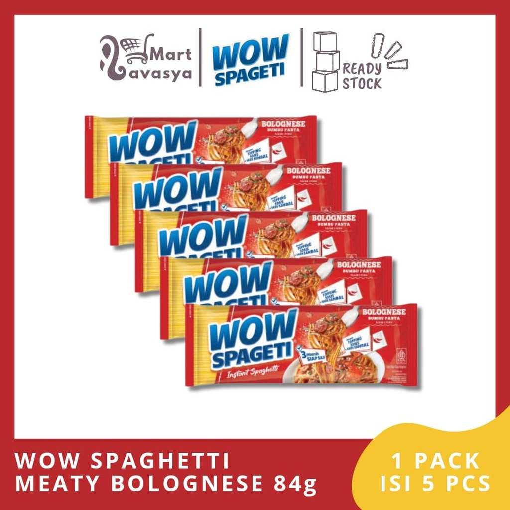 

WOW SPAGETI INSTANT SPAGHETTI MEATY BOLOGNESE PCK 84g - 1 PACK ISI 5 PCS - KOTA BANDUNG - LAVASYA MART