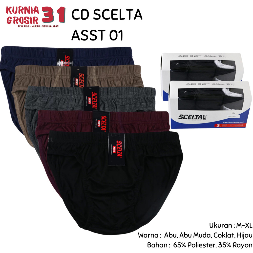[ISI 3] CD Pria Scelta ASST 01 3S / Celana Dalam Cowok CD Laki Scelta