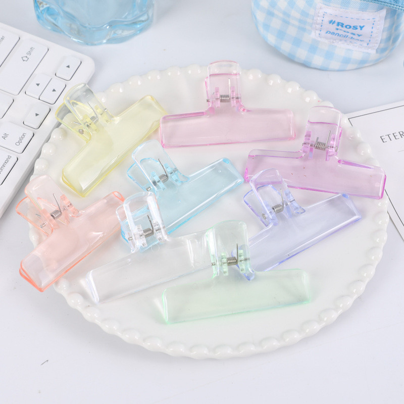 

300Pcs Simplicity Paper Clip Transparent Visiable Acrylic Clip Scrapbook Sticker Storage Clip Student Supplies Lovely Stationery