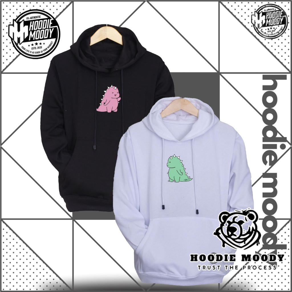 hoodie moody hoodie couple pasangan cewe cowo dino sweater hoodie moody couple berhadapan motif dino
