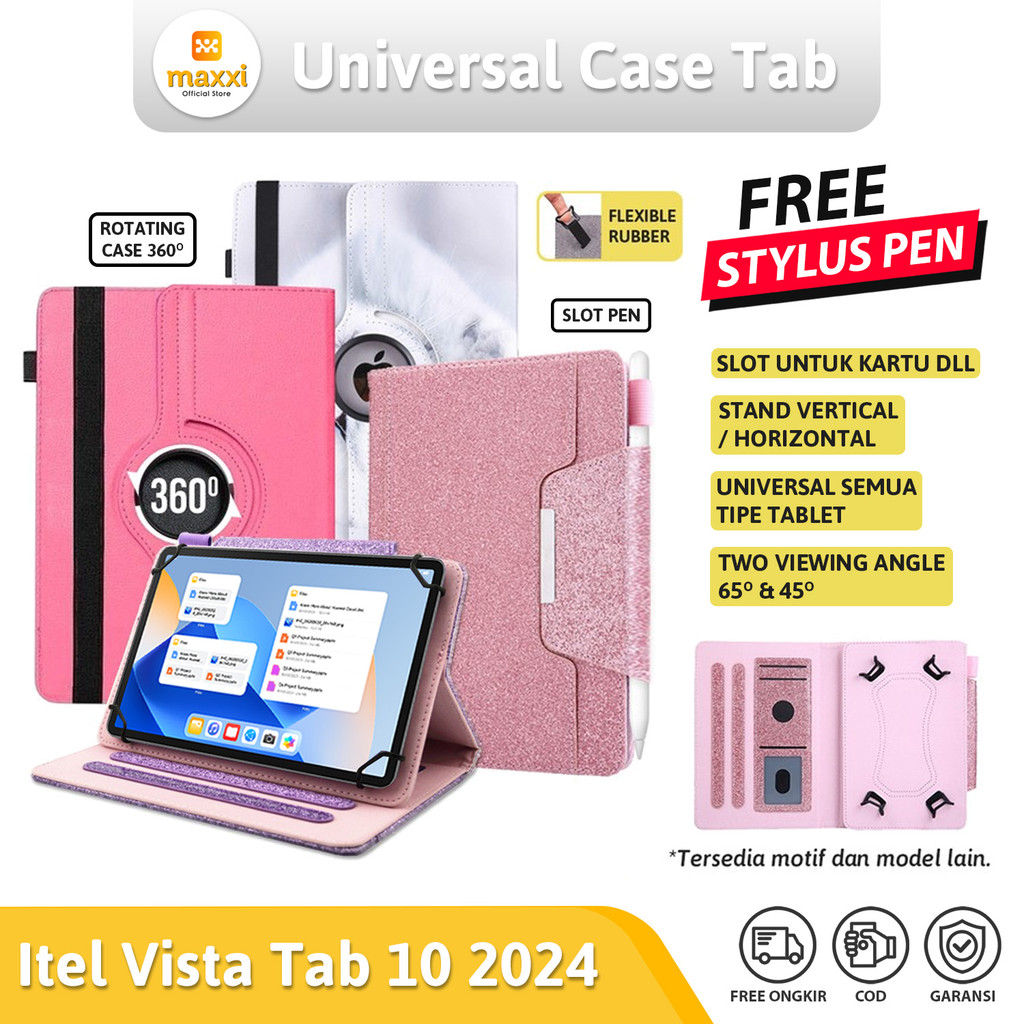 Casing Tablet Itel VistaTab 10 Vista Tab 10" Inch 2024 WiFi 4G LTE Flip Cover Case Standing Rotate 3