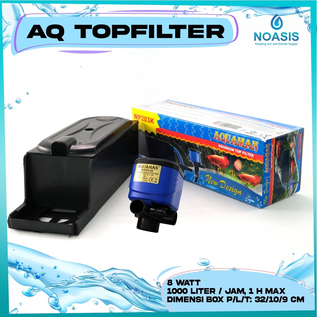 TOP FILTER BOX AQUARIUM AQUAMAN WP 203 K WP-203K AQUASCAPE AKUARIUM LOW WATT / WAT RENDAH