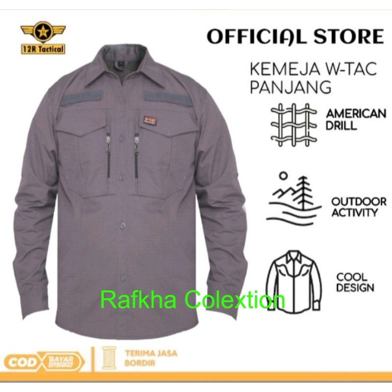 Size Jumbo KEMEJA TACTICAL W-TAC | KEMEJA RESKRIM | KEMEJA OUTDOR Lengan Panjang Bahan Drill