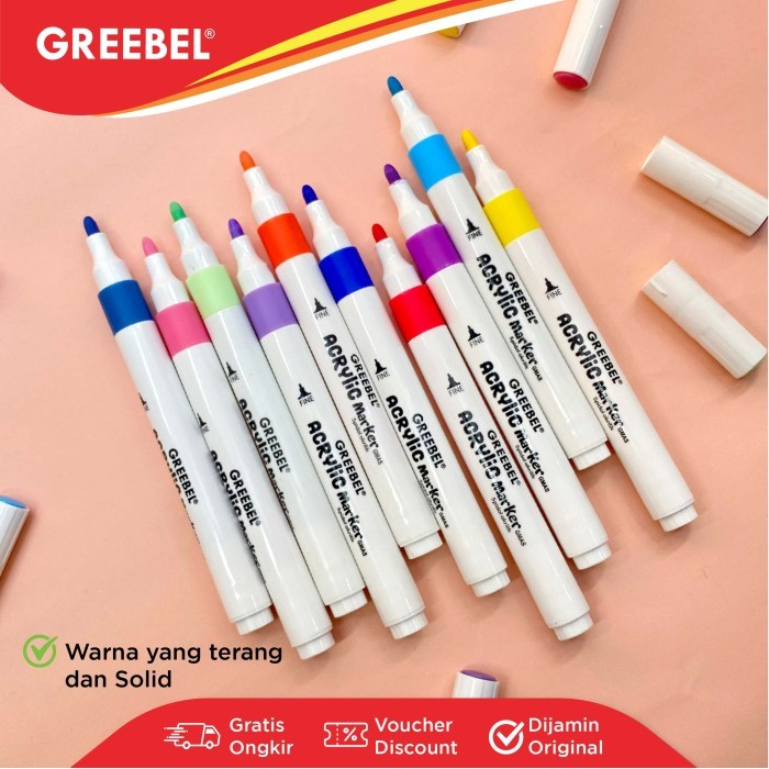 

GREEBEL Acrylic Marker Single Head /Spidol Sketsa/Sketsa Marker 12 Warna Sampai 48 Warna - 12 Warna