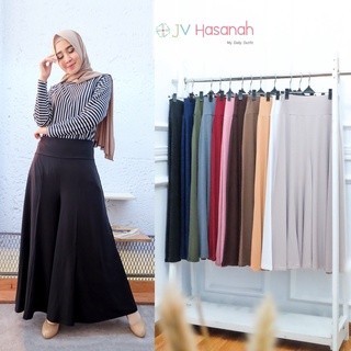 NEW -JV HASANAH CULOTTES JERSEY PANTS KULOT JERSEY HITAM WANITA TERMURAH - BLACK