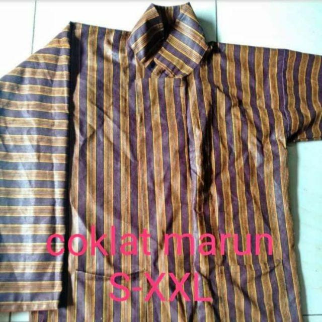 Baju lurik ja pria + blangkon solo / baju adat ja / surjan lurik / baju ja Lurik