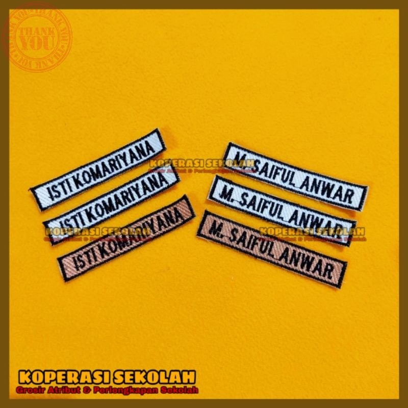 Bordir Emblem Nama Siswa / Badge Nama Siswa Bordir / Bet Nama Siswa / Patch Nama Siswa - Atribut Sek