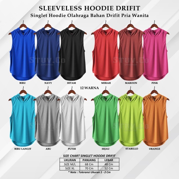 Baju Sport Kaos Singlet Hoodie Dry Fit Olahraga Running Gym Lari Pria - POLOS "M/L", Hitam