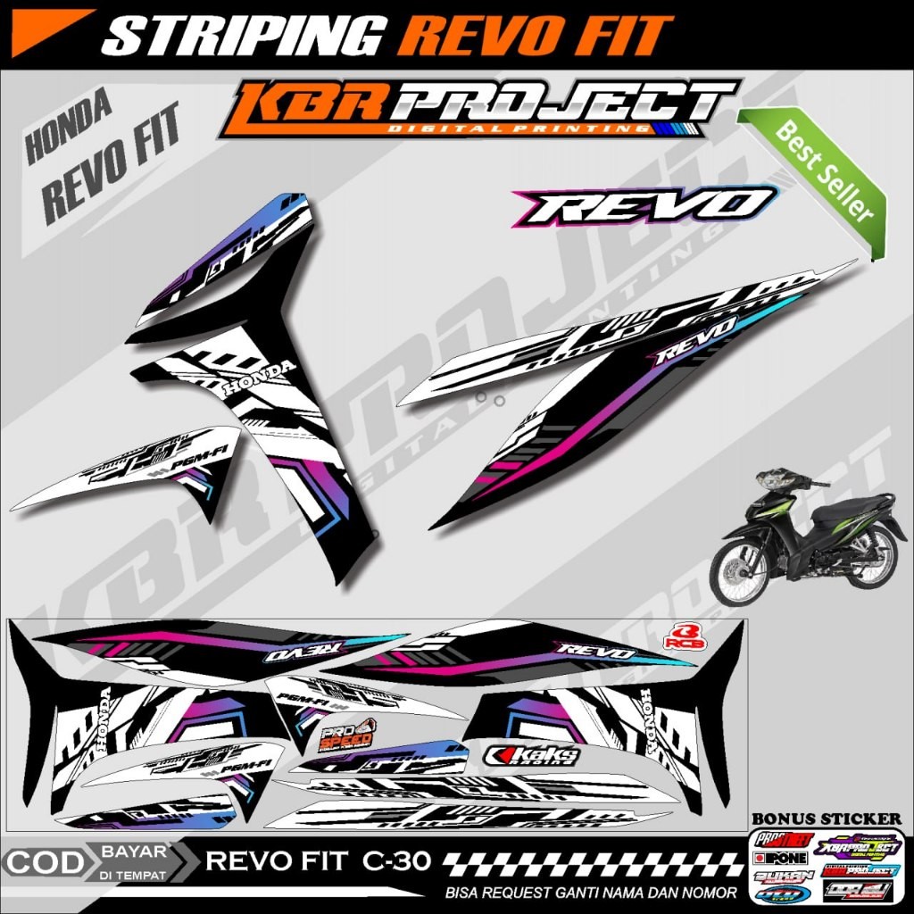 REVO FIT STIKER  STRIPING MOTOR KEREN LIS VARIASI REVO FIT STIKER MOTOR HONDA DESAIN RACING TERLARIS