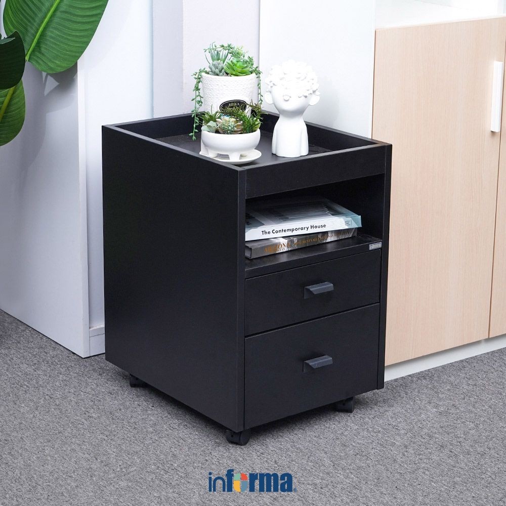 Informa Levi Laci Kantor 2 Tingkat - Hitam Laci Kabinet Dokumen Arsip Serbaguna Cabinet Penyimpanan 