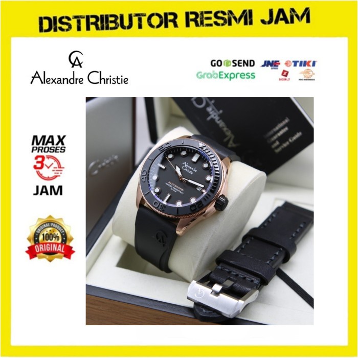Jam Tangan Pria Alexandre Christie AC3042 AC 3042 Rosegold Black