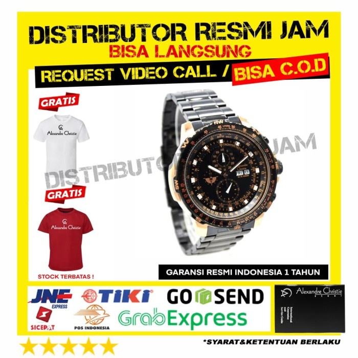 jam tangan original alexandre christie 6476mc 6476 garansi resmi new