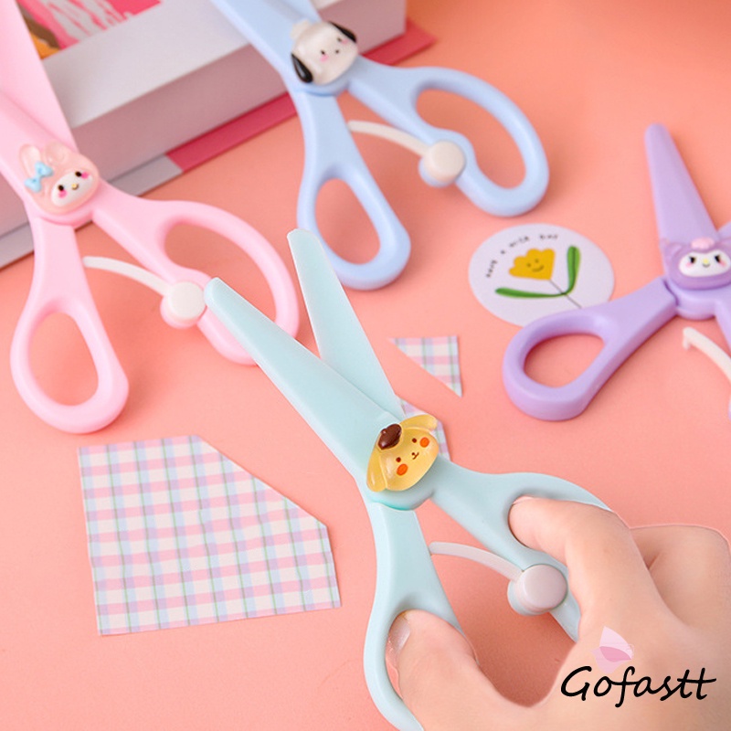 

Gunting Plastik Kartun Lucu Kepala Bulat Keselamatan DIY Buatan Tangan Alat Tulis-G