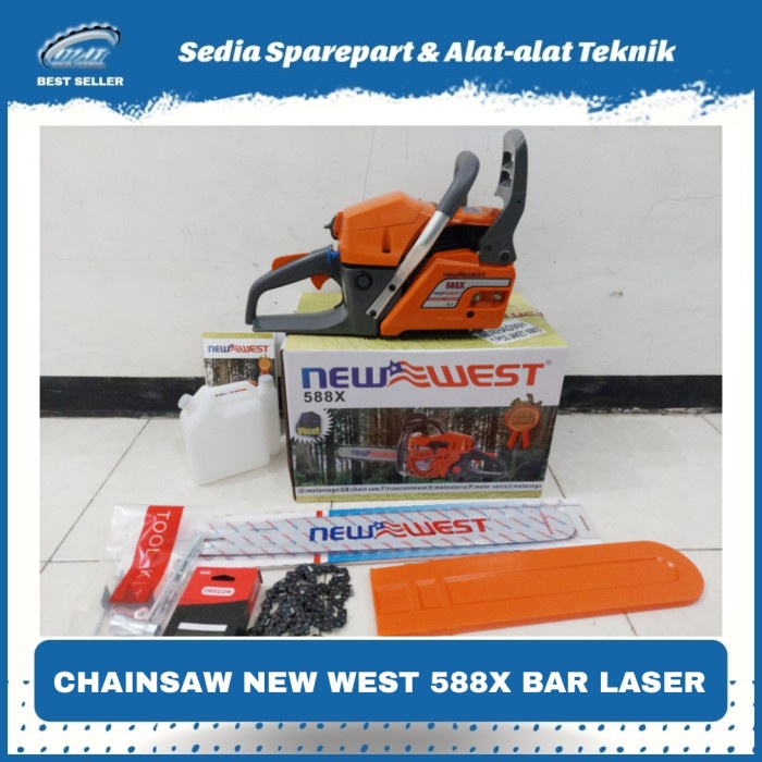 CHAINSAW GERGAJI KAYU NEW WEST 588X BAR LASER 22 INCHI 38 MATA GERGAJI