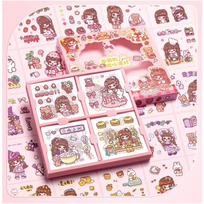 

Stiker Masu 100 Lembar Nini Tea Time Lucu Sticker Korea - Nini Pink