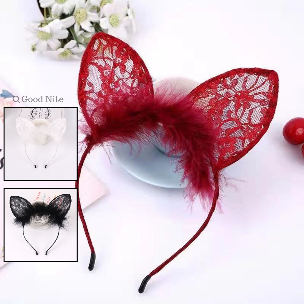 GNL25 bando kelinci / bando lace / bando kucing / aksesoris rambut