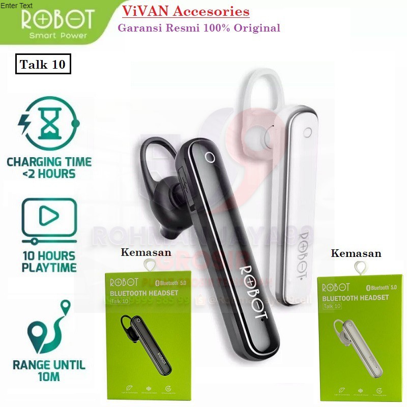 Robot Talk10 / Talk 10 Bluetooth 5.0 Headset (spt R3 / Vivan Chat100) 100% ORI GARANSI RESMI TERMURAH RJ99