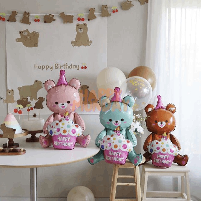 Happymunday Balon Foil Karakter Kue Beruang Kartun 3D Besar