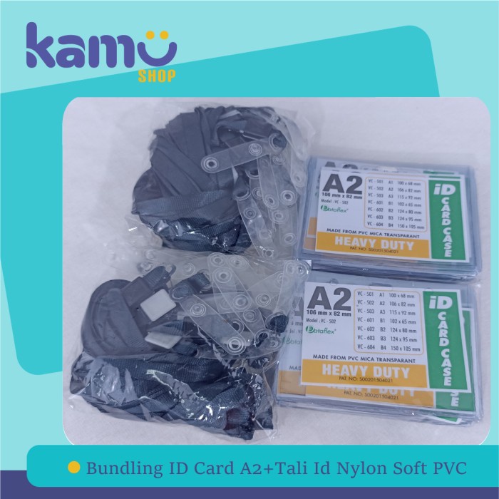 

[KSG-97] BUNDLING ID CARD A2 + Tali ID Nylon Soft PVC ( NYLKSFP ) [ 40 Pasang ] - Hitam