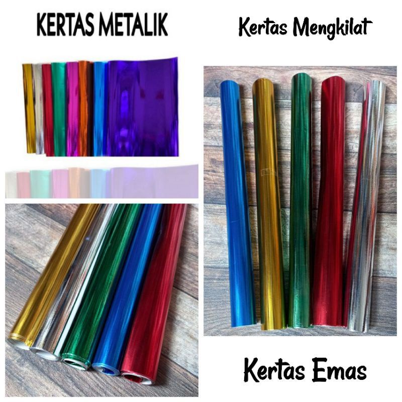 

Kertas sampul metalik/kertas mas ( 1roll/20lembar )