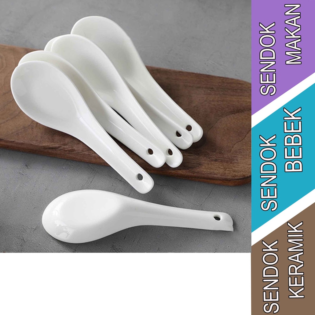 Sendok Keramik Putih - Sendok Makan - Sendok Bebek