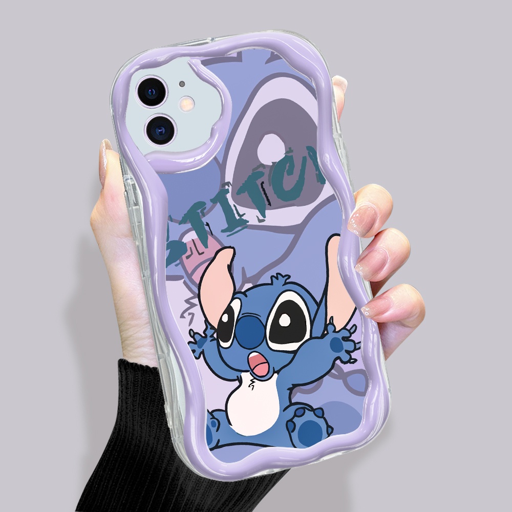 Casing Hp Untuk Compitable With iPhone 11 Softcase Stitch Angel Cassing Handphone Cream Texture Wavy