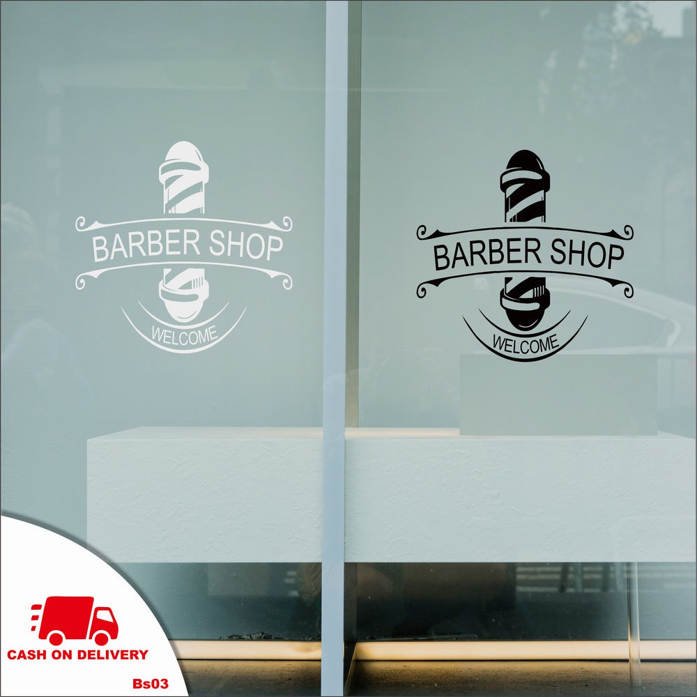 Stiker WALL STICKER BARBERSHOP CUTTING STIKER DINDING KACA BARBERSHOP-BS03 Cuting