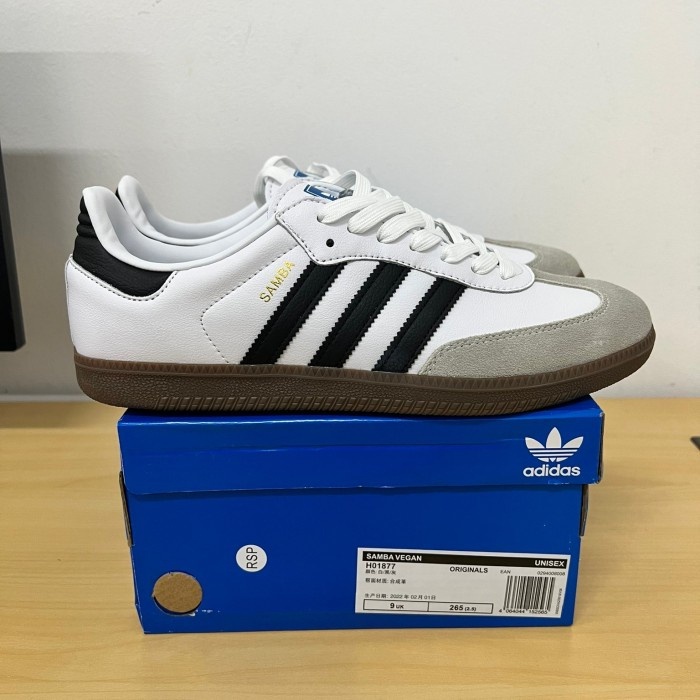 Bisa COD Sepatu Sneaker Hitam Putih Pria Adidas Samba Classic Black White Green France / Sepatu Kasu