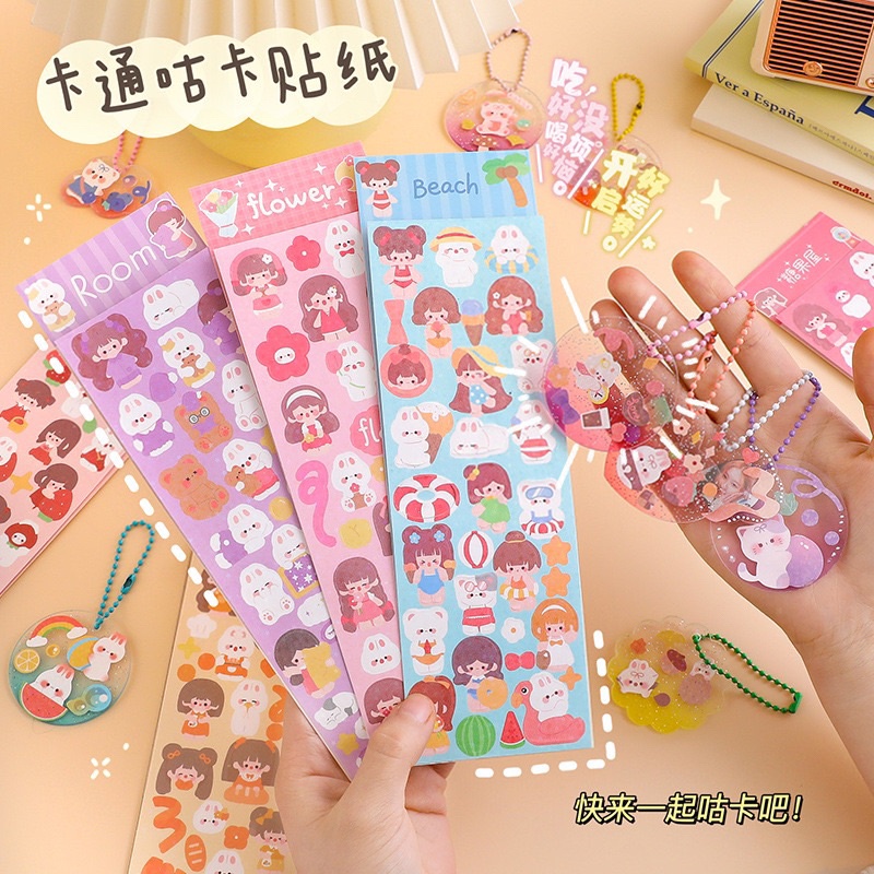 

STESSI Sticker Cute Girl Pvc Deco Aesthetic 2 Lembar / Stiker/ Lucu/ Korea