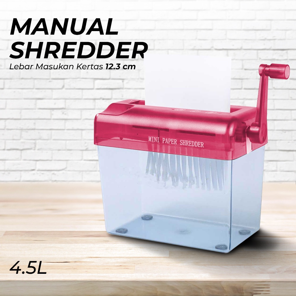 

Penghancur Kertas Manual CD Card Paper Shredder 4.5L - WST-123 - Pink