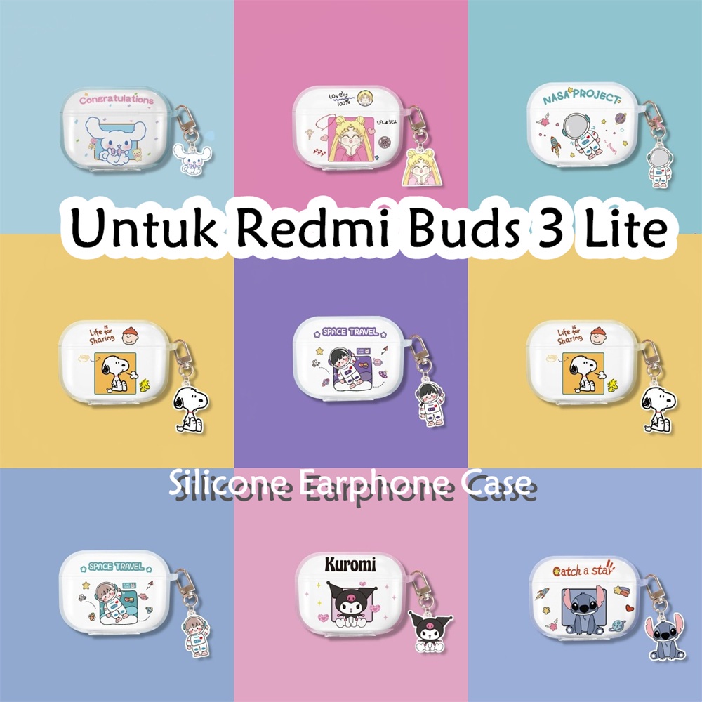 【inovasi】Untuk Redmi Buds 3 Lite Case Jahitan Transparan Soft Silicone Earphone Case Cover