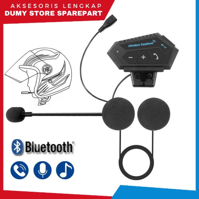 INTERCOM BT12 | Intercom Helm Headset Bluetooth Helm Motorcycle BT-12