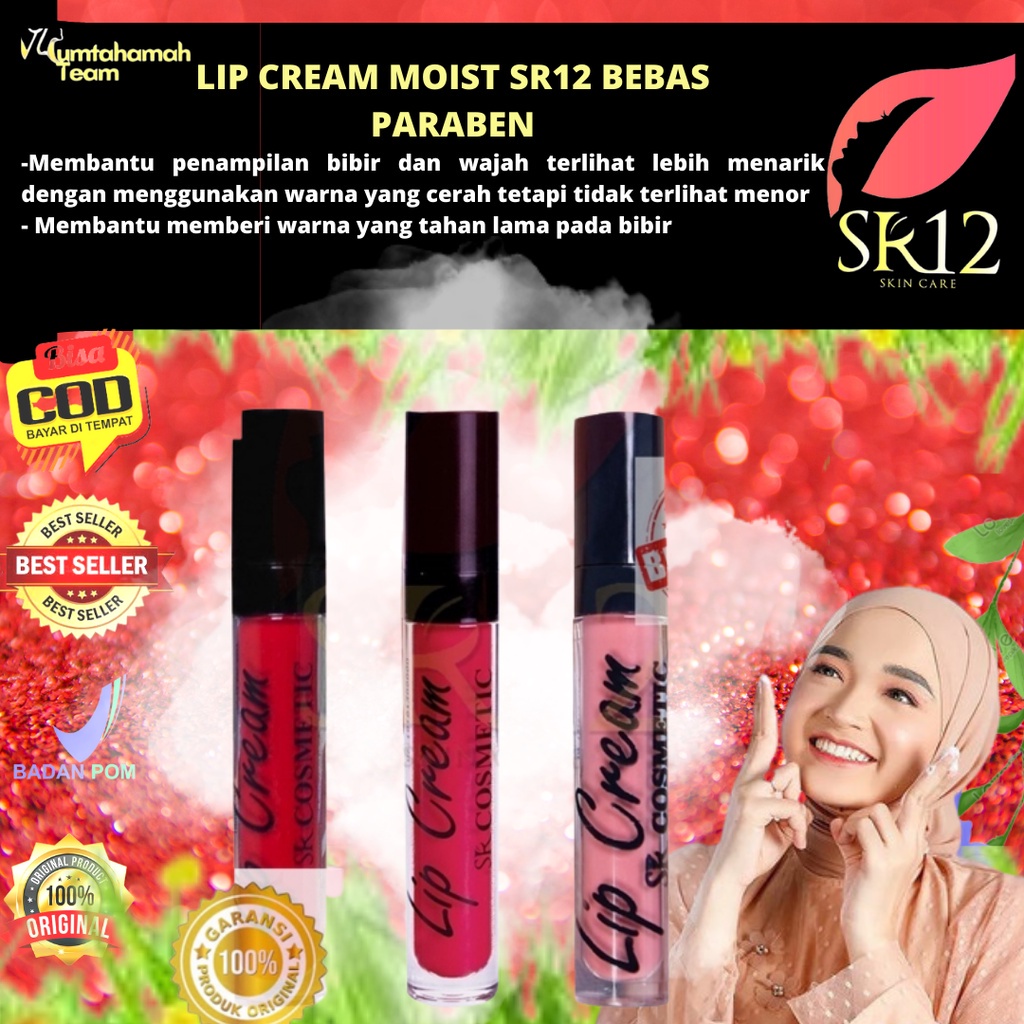 LIP CREAM MOIST SR12 BEBAS PARABEN..!! LIP KRIM LEMBUT & NYAMAN DI BIBIR BERSTANDAR BPOM / KOSMETIK