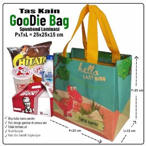 

goodiebag Laminasi Ultah Anak / Tas Laminating Dino Harga Lusinan