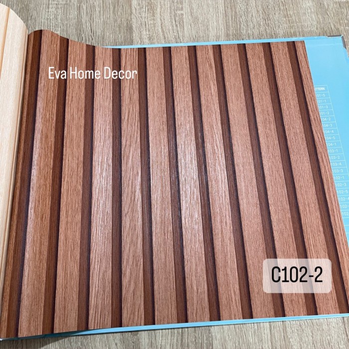 Wallpaper  Vinyl Dinding Motif Kayu Silver Abu Coklat Aesthetic - C102-1