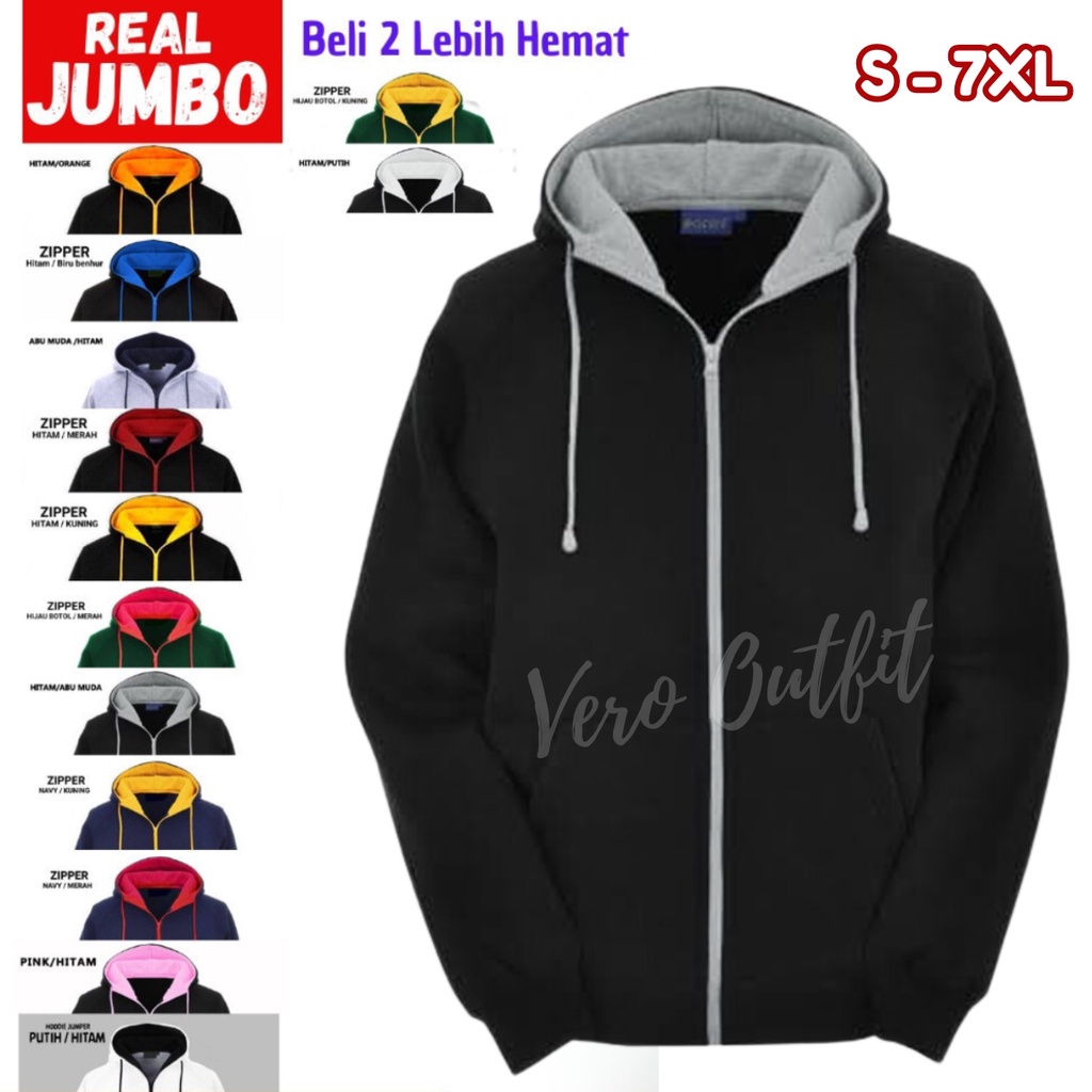Jaket Sweater Hoodie Resleting Zipper Polos Switer Pria Wanita Bigsize Distro Bahan Fleece Tebal Dis