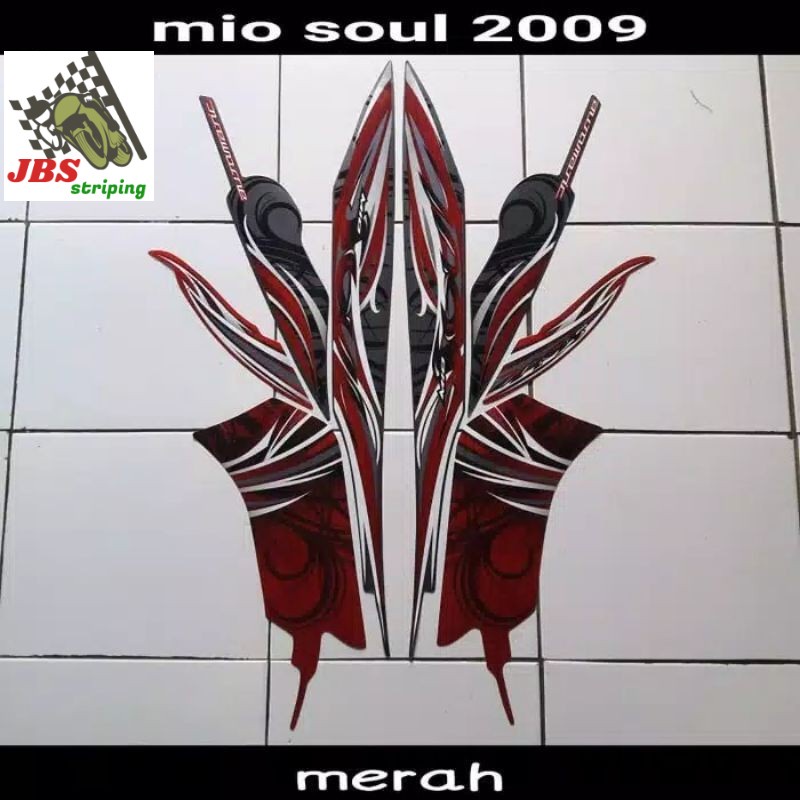 striping mio soul stiker  yamaha mio soul karbu lama thn 2009 merah hitam