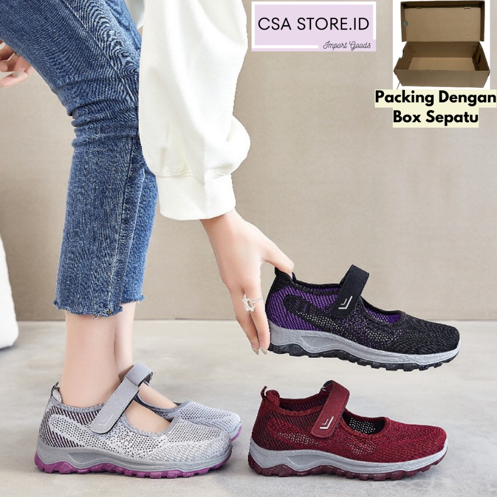 Sepatu Kerja Sneakers Wanita Energic Strap Import Besty Luxury