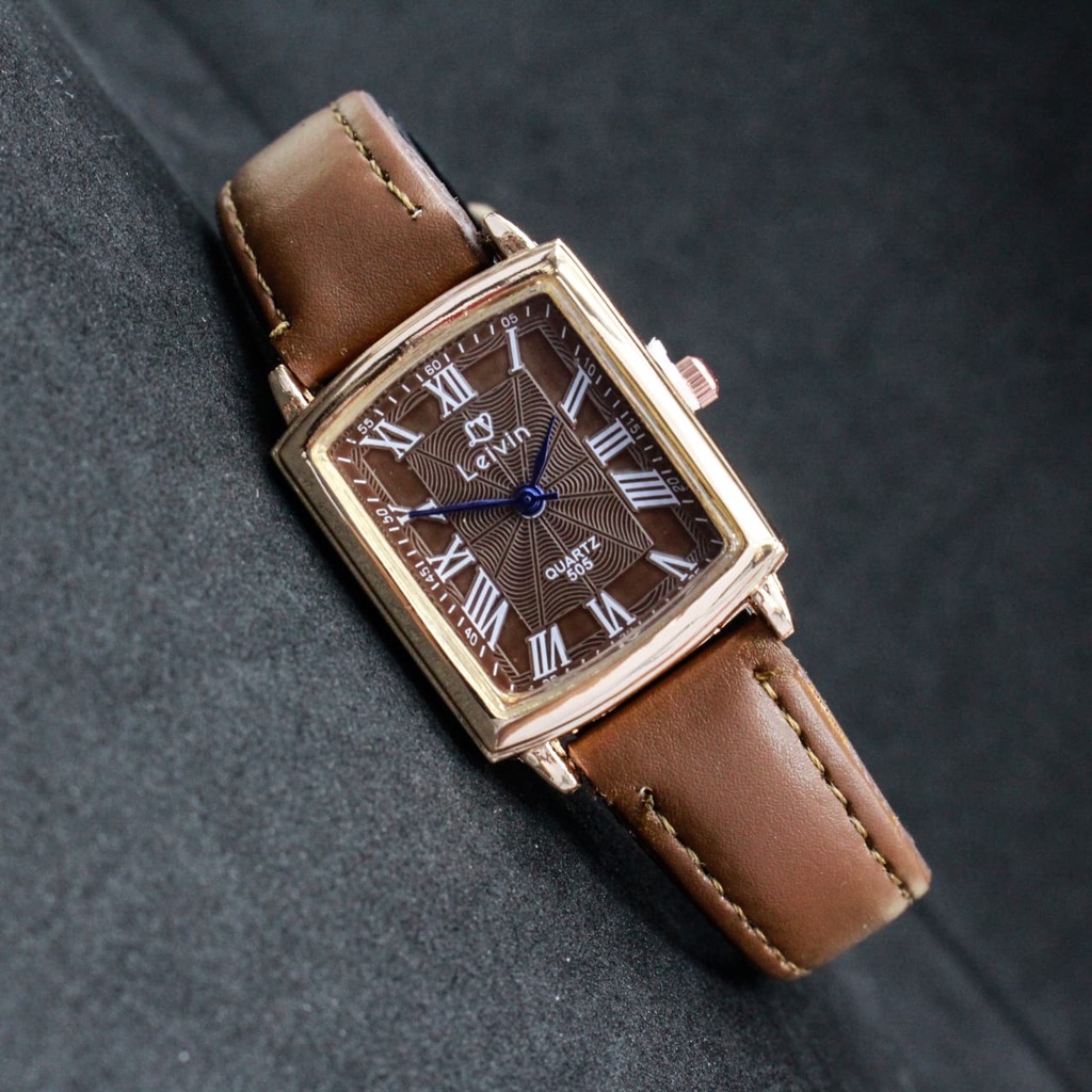 Jam Tangan Wanita Analog LEIVIN Fashion Watch Original LV-505 Tali Kulit Model Korean Style Jam Tang